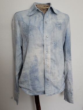 Petersyn Tie Dyed Linen Cowgirl Collard Shirt Sz M